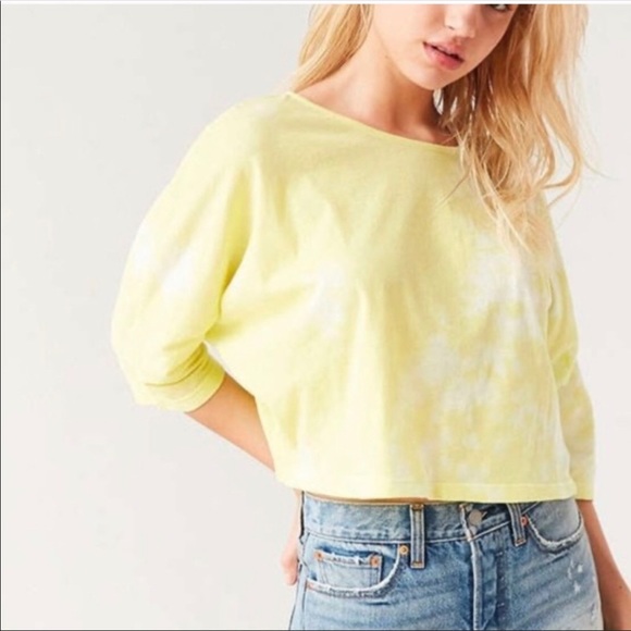 Ecote’ yellow/white tie dye crop top - Picture 3 of 3
